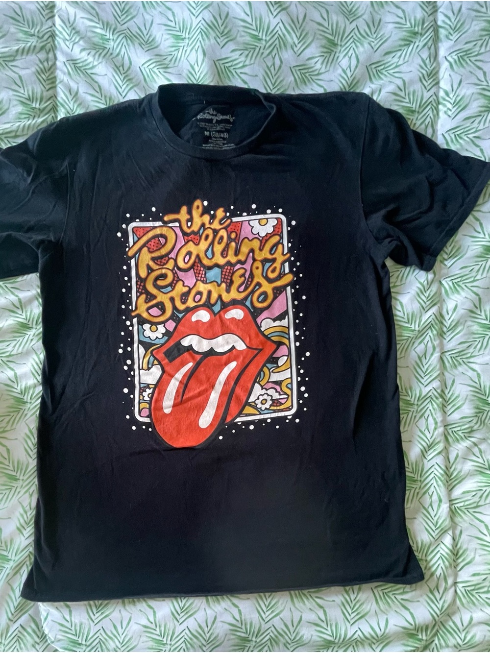 the Rolling Stones Black Graphic Tee with Red Tongue Logo